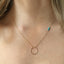 Minimalist Circle Pendant Necklace with Turquoise Accent