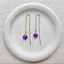 February birthstone amethyst threader earrings