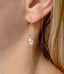 Aquamarine threader earrings worn in ear showing delicate movement
