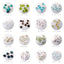 Birthstone gemstone collage featuring turquoise, peridot, blue topaz, moonstone, citrine, pearl, and aquamarine.