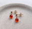 Faceted carnelian teardrop stud earrings in 14k gold-filled