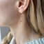 Citrine paperclip threader earring in gold filled worn on the ear