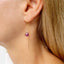 Model wearing amethyst threader earrings
