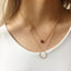 Garnet & Circle Layered Necklace | January Birthstone Jewelry