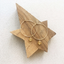 Gold-filled citrine hoop earrings displayed on a wooden star