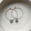 Gold hoop earrings with faceted labradorite charms