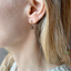 Dainty smoky quartz stud earring worn on the ear