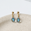 Faceted labradorite teardrops with blue flash on gold ball studs