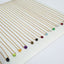 a collection of dainty briolette teardrop-shaped necklaces, including moonstone, smoky quartz, aquamarine, amethyst, peridot, citrine, crystal, aventurine, and garnet, displayed together on a wooden tree trunk display riser
