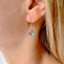 Labradorite drop earring worn with blonde hair