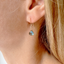 Labradorite teardrop earring close-up showing blue flash