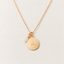 Gold-filled initial disc necklace stamped with A and genuine opal teardrop and rondelle charms