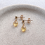 Gold filled citrine teardrop stud earrings with butterfly backs