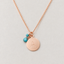 Rose gold filled turquoise initial necklace with a personalized letter disc and turquoise charms
