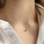 Dainty 14k gold filled labradorite gemstone necklace worn on neck