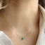 Dainty 14k gold filled round turquoise gemstone necklace worn on neck