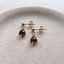Faceted smoky quartz teardrop stud earrings in 14k gold-filled