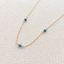 Turquoise station necklace in 14k gold filled with three faceted genuine turquoise rondelles hand wire-wrapped along a dainty cable chain - Lolabean