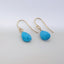 Turquoise teardrop earrings with bright blue gemstones and minimalist gold filled ear wires