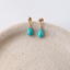 Turquoise stud earrings in 14k gold filled with faceted turquoise teardrops dangling from dainty ball studs - Lolabean