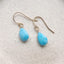 Dainty blue turquoise drop earrings with teardrop gemstones and simple gold filled ear wires