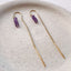 Beaded Amethyst Threader Earrings – February Birthstone Dangle Earrings - Lolabean