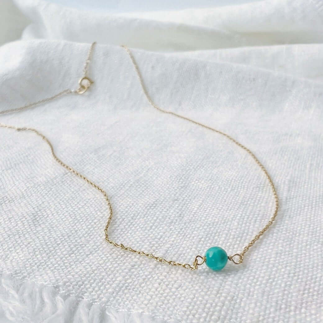 Tiny turquoise necklace in gold filled by Lolabean