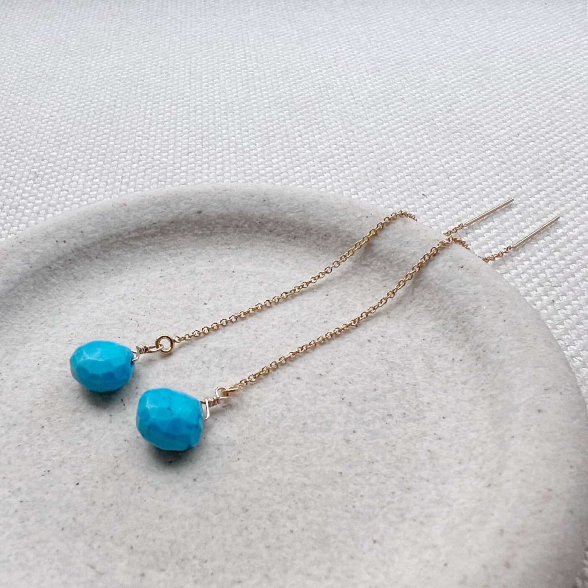 Turquoise threader earrings by Lolabean