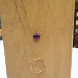 Gemstone + Circle Gold Necklace - Lolabean