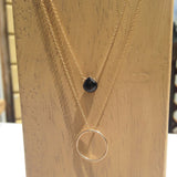 Gemstone + Circle Gold Necklace - Lolabean