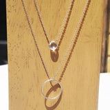 Gemstone + Circle Silver Necklace - Lolabean