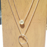 Gemstone + Circle Silver Necklace - Lolabean